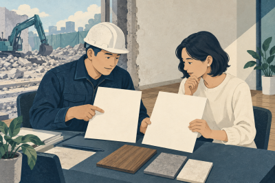 철거 중 추가 작업 제안, 변경 견적을 비교하는 방법 관련 설명용 삽화