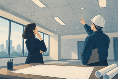 천장철거 상담, 남길 조명과 설비를 도면에 표시하는 방법 관련 설명용 삽화