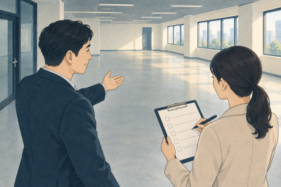 원상복구 완료 확인을 대신 맡길 때 인계할 결정 사항 관련 설명용 삽화